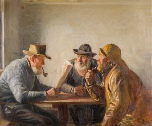 Vissers in de kroeg door Michael Peter Ancher
